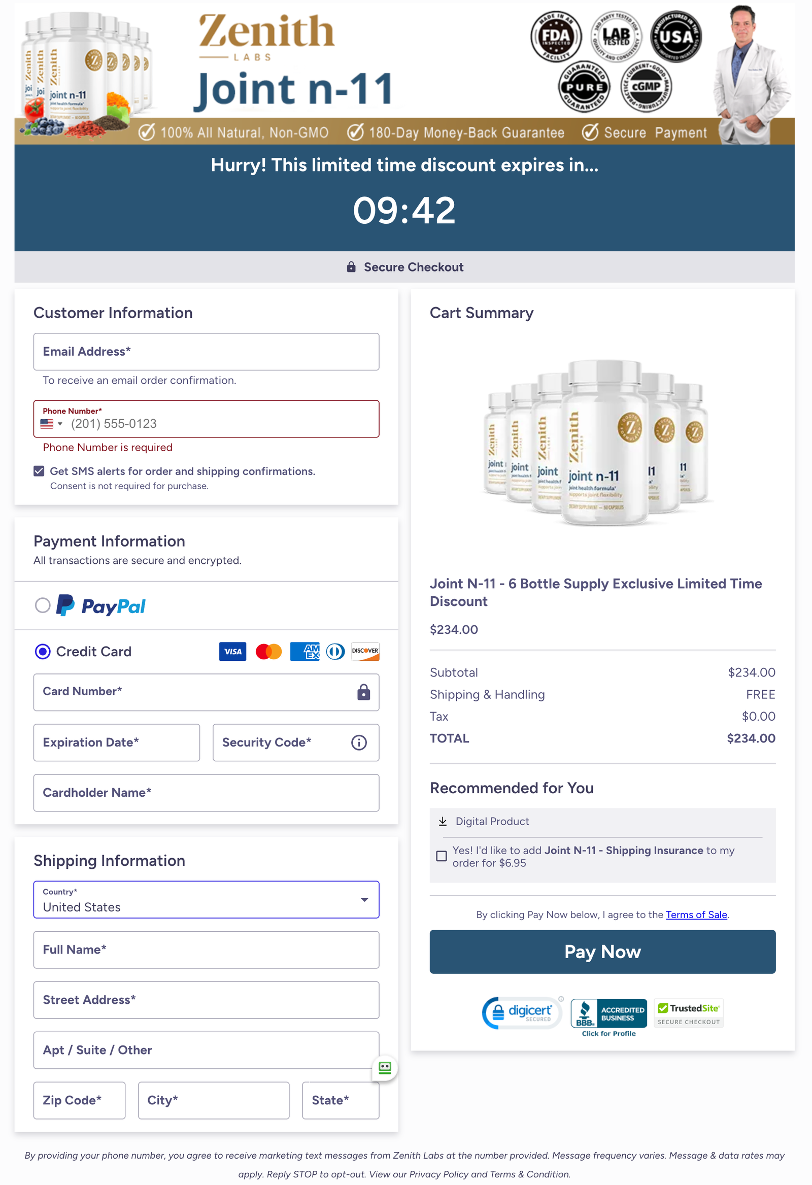 Joint N-11 Official Website Secure Order Page
